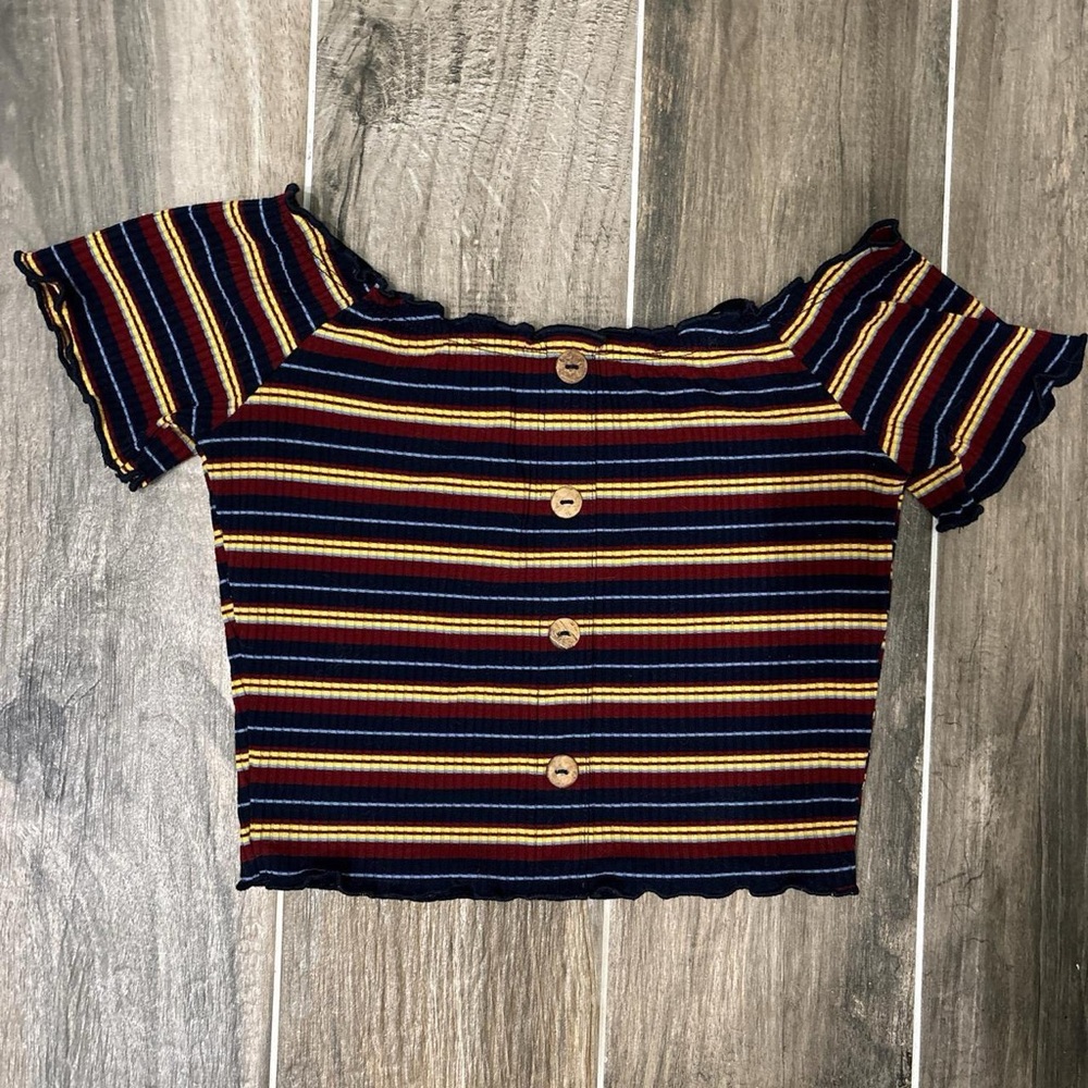 Popular 21 multi color off the shoulder crop top
